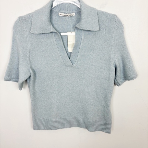 Abercrombie Notch-Neck Sweater Tee Light Blue Size Small - Picture 4 of 8